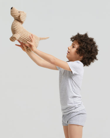 Camiseta de cuello redondo de algodón orgánico para niño