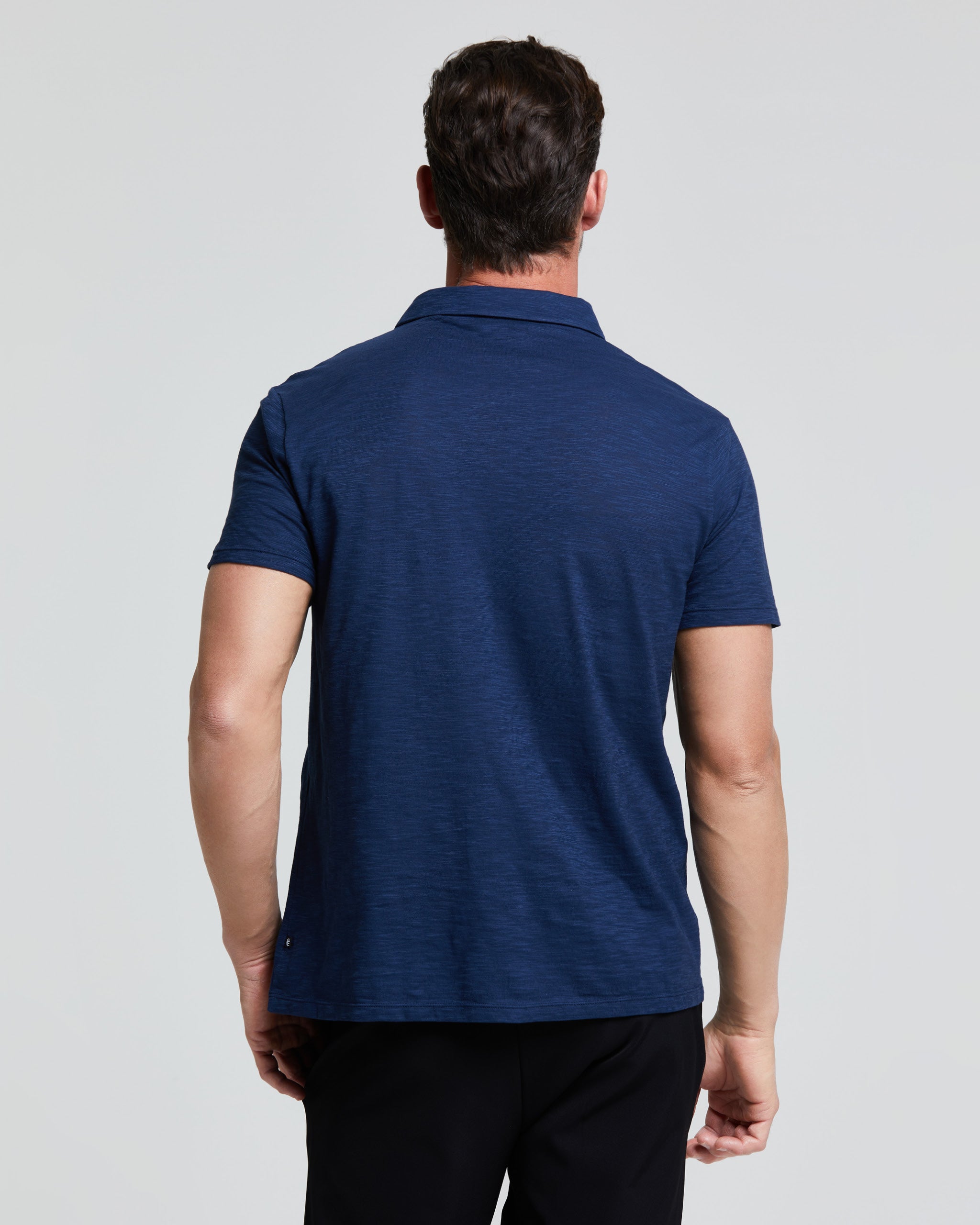 Polo in cotone fiammato blu Abbigliamento uomo – Pompea