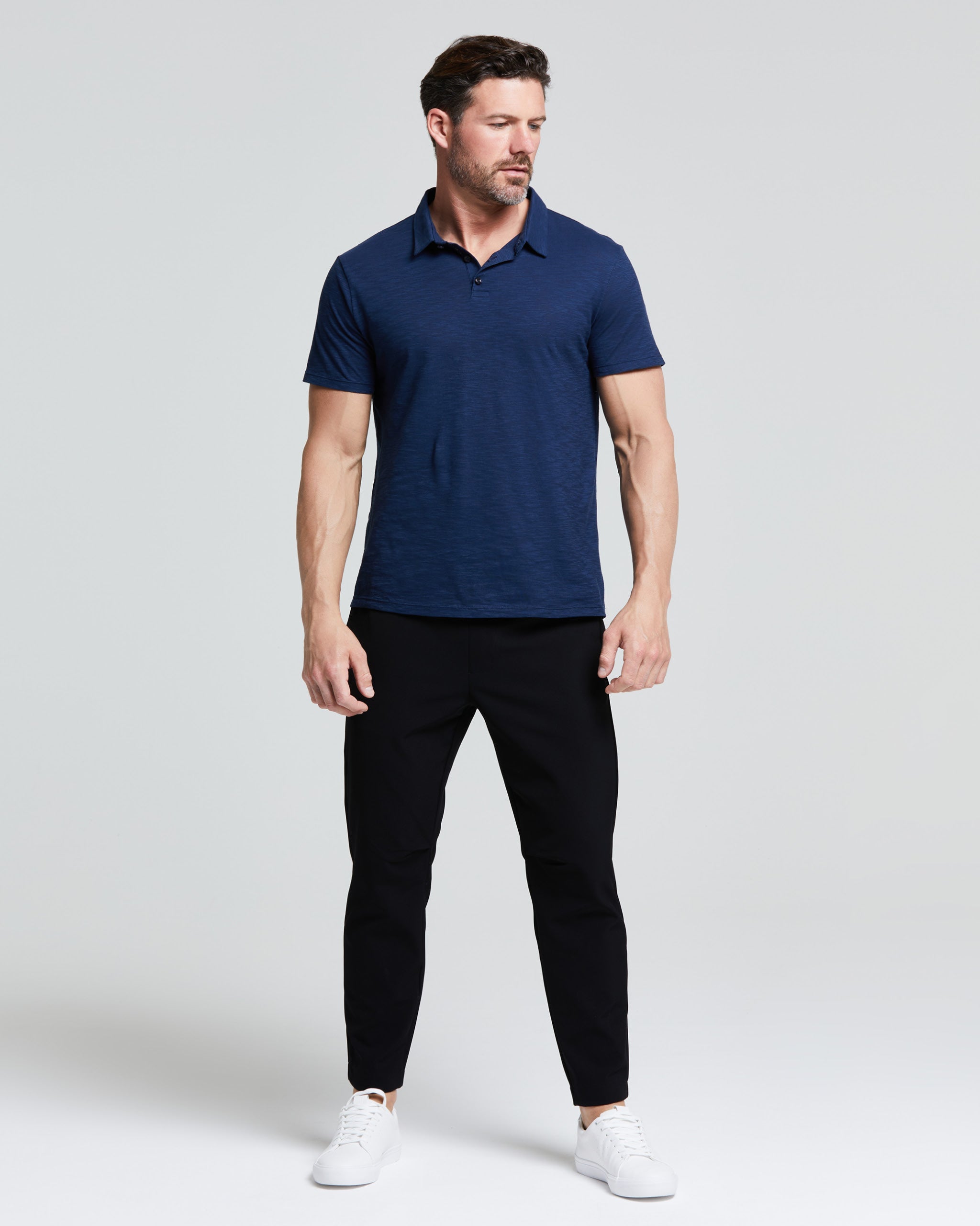 MEN'S SLUB COTTON POLO T-SHIRT