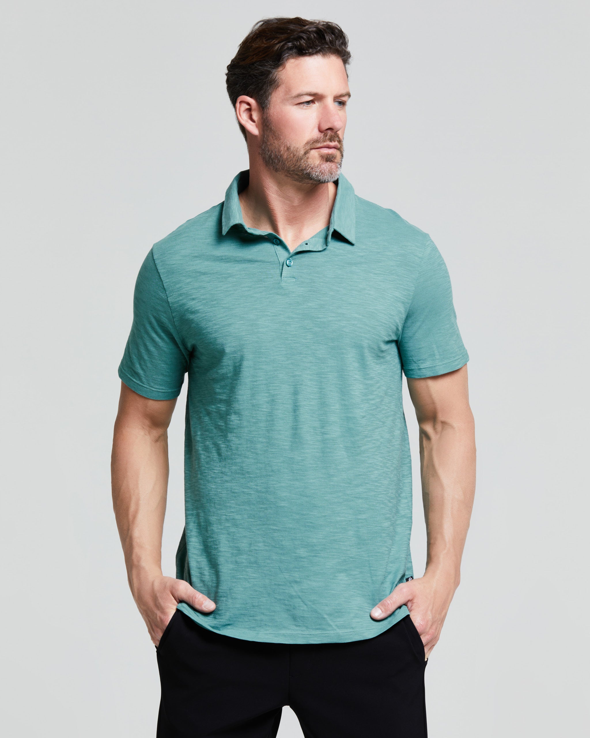 MEN'S SLUB COTTON POLO T-SHIRT