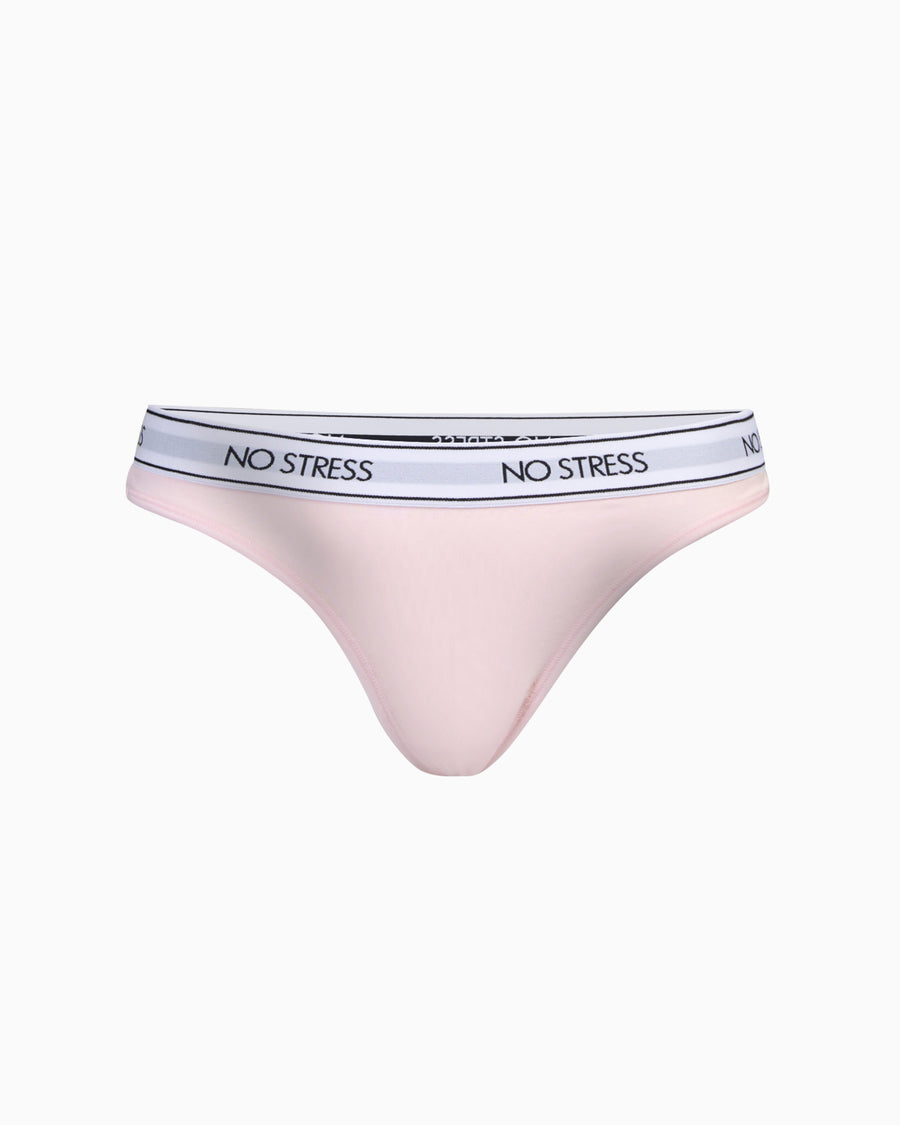 No stress cotton thong with elasticated logo strap
