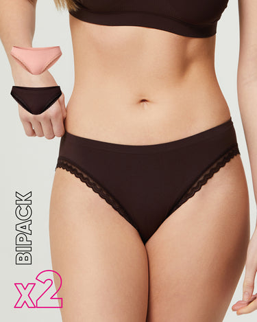 Braguita sin costuras de mujer con detalles de encaje X2