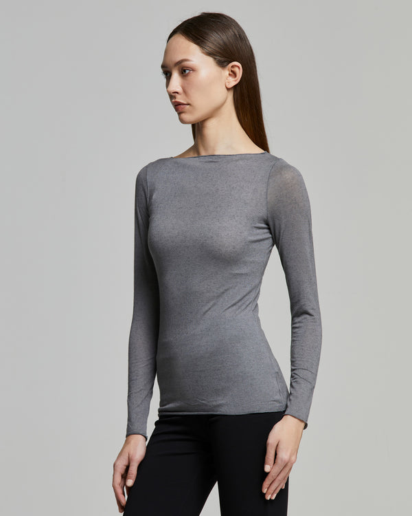 Maglia con scollo a barchetta in modal cashmere