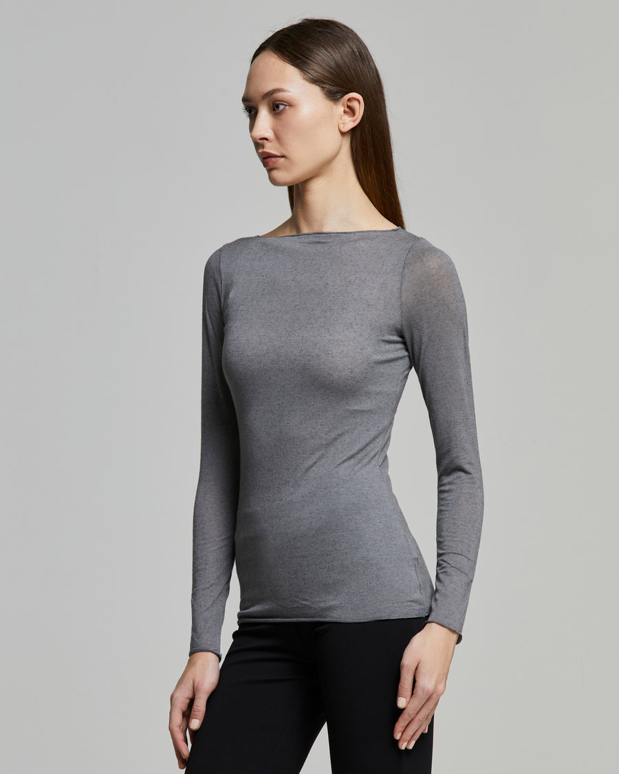 Maglia con scollo a barchetta in modal cashmere