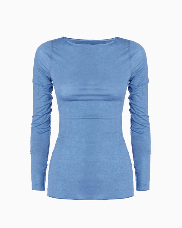 Modal cashmere top with boat neck