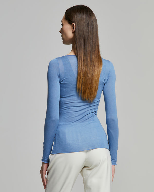 Modal cashmere top with boat neck