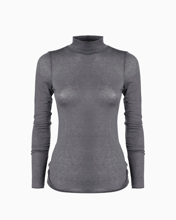 Modal cashmere high neck top