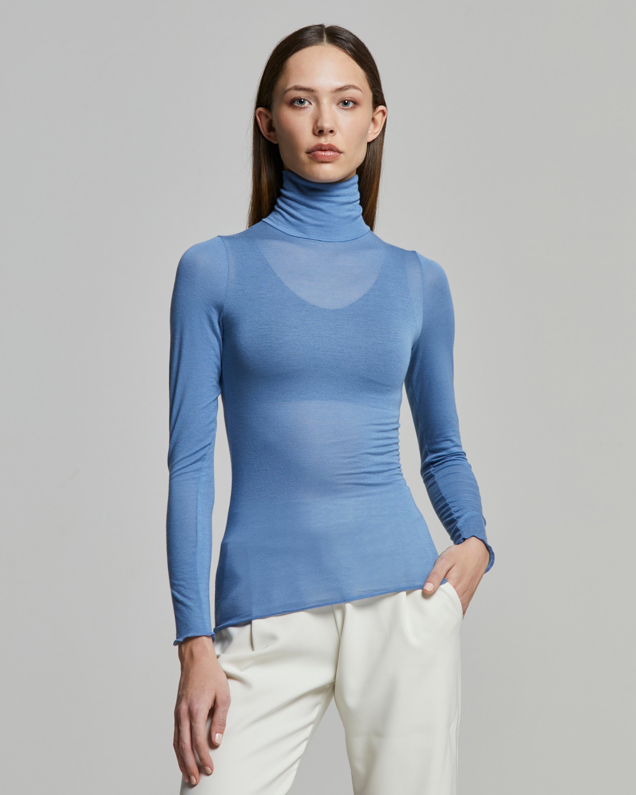 Modal cashmere high neck top