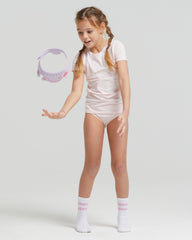 Camiseta de cuello redondo de algodón orgánico para niña