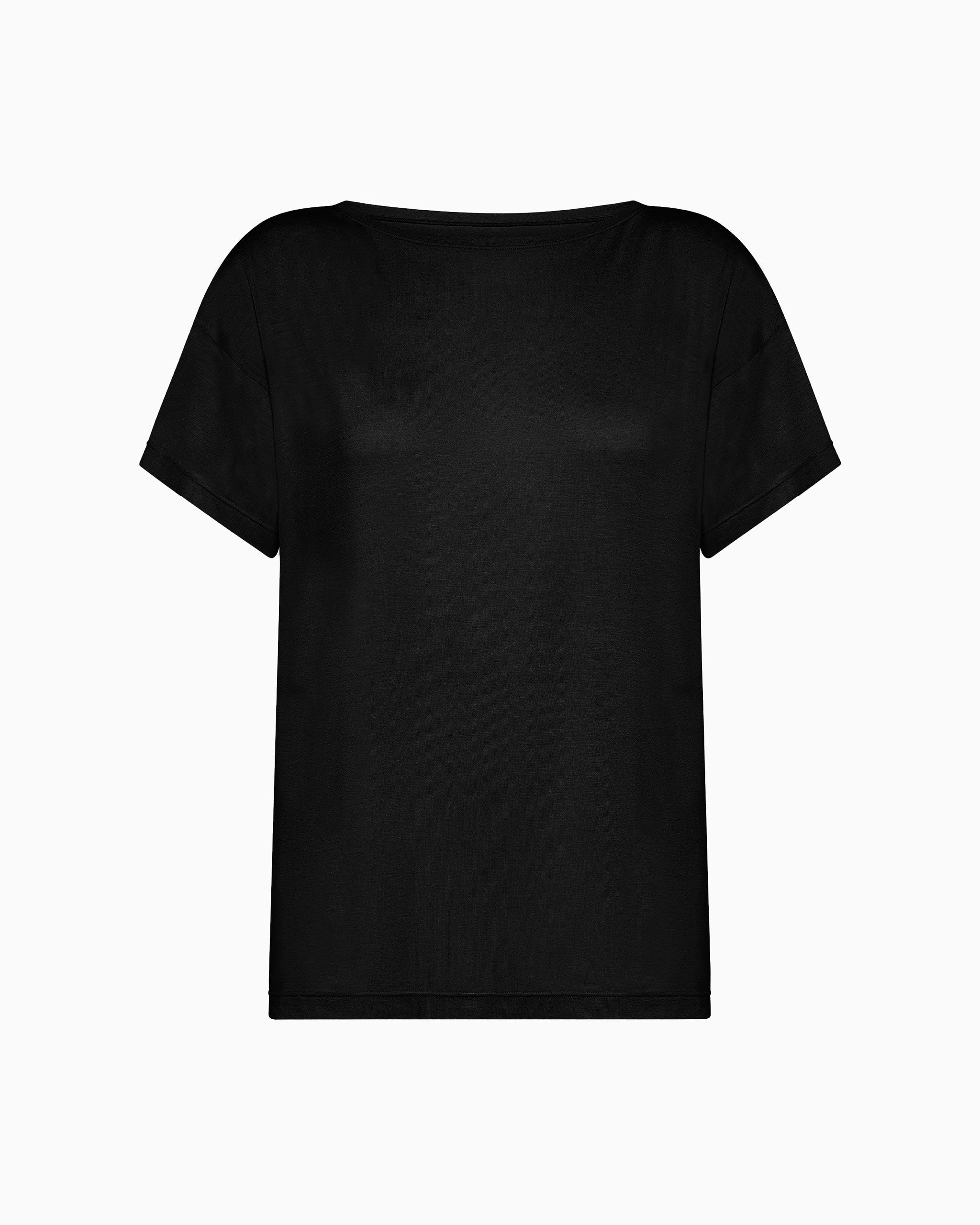 Maglietta da donna a maniche corte con scollo rotondo Maglietta da donna a maniche corte con scollo rotondo