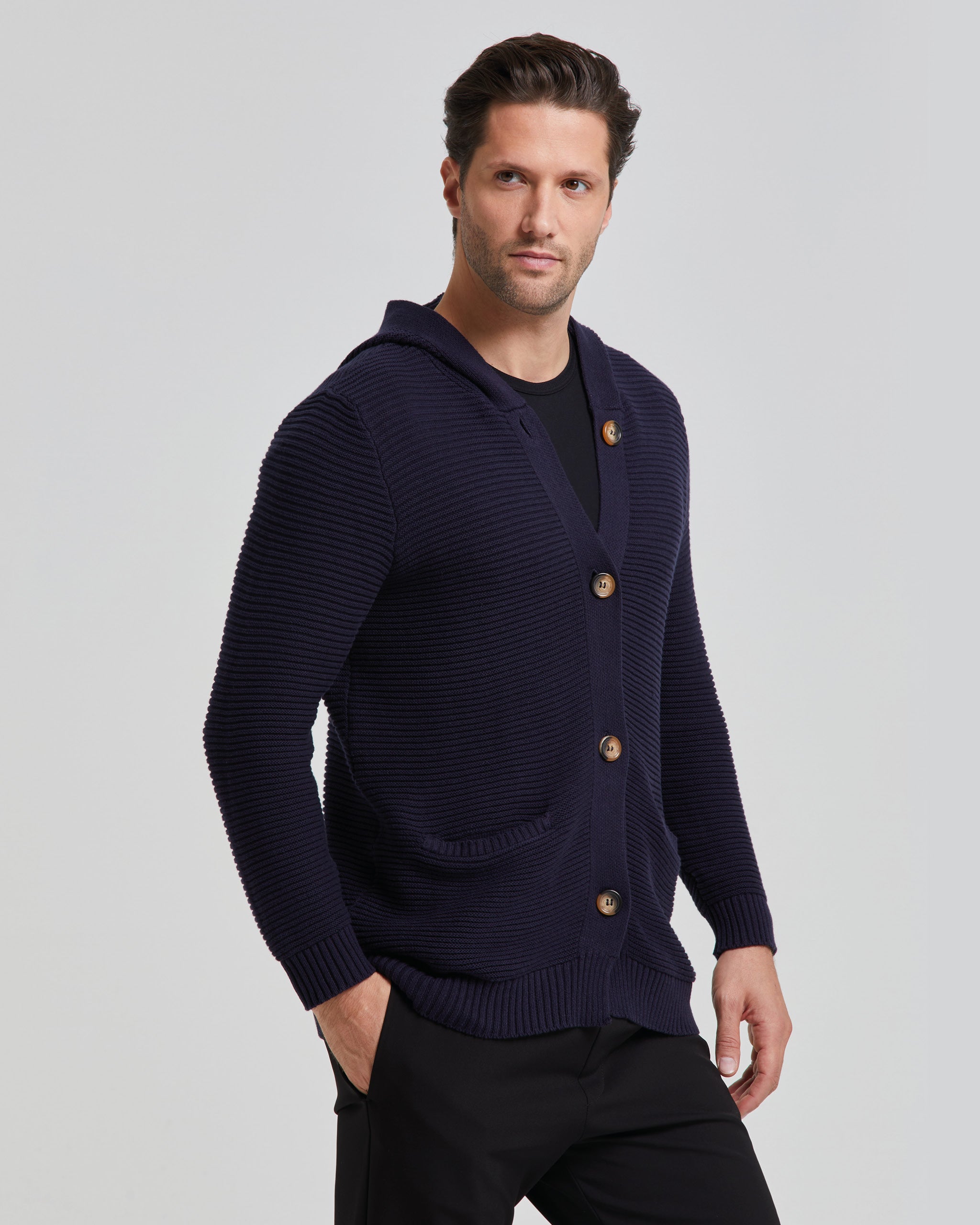 Cardigan imbottito con cappuccio Nero - Maglioni & Cardigan Uomo Cardigan imbottito con cappuccio Nero - Maglioni & Cardigan Uomo