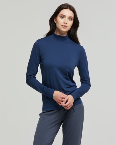 camiseta con cuello alto mujer sin costuras