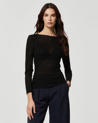 Rippstrickpullover mit U-Boot-Ausschnitt aus Modal-Cashmere