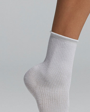 Persefone ribbed cotton socks with lamé
