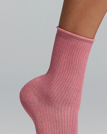 Persefone ribbed cotton socks with lamé