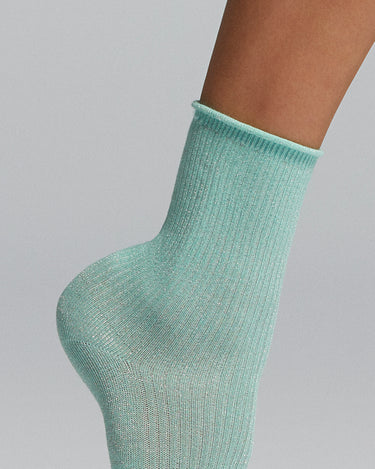 Persefone ribbed cotton socks with lamé