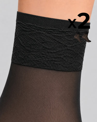 LADY SHEER SOCKS WITH LACE TOP x2