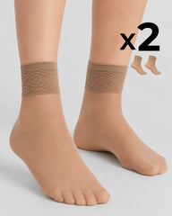 LADY SHEER SOCKS WITH LACE TOP x2
