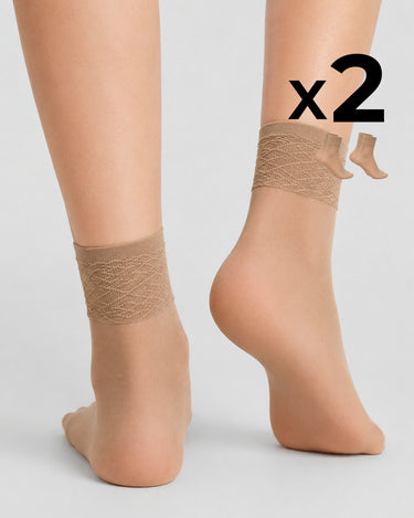 LADY SHEER SOCKS WITH LACE TOP x2