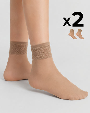 LADY SHEER SOCKS WITH LACE TOP x2