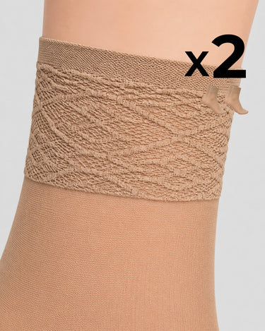 LADY SHEER SOCKS WITH LACE TOP x2