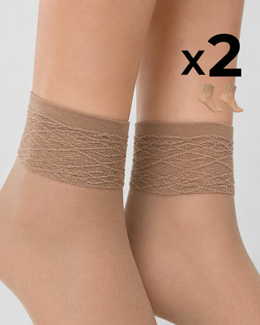 LADY SHEER SOCKS WITH LACE TOP x2