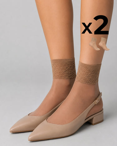 LADY SHEER SOCKS WITH LACE TOP x2