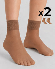 LADY SHEER SOCKS WITH LACE TOP x2