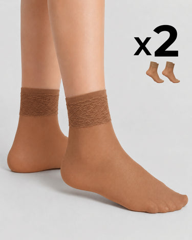 LADY SHEER SOCKS WITH LACE TOP x2