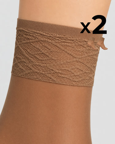 LADY SHEER SOCKS WITH LACE TOP x2