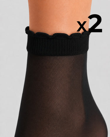 KURZE, DURCHSICHTIGE SOCKEN MIT SPITZENSOCKE x2