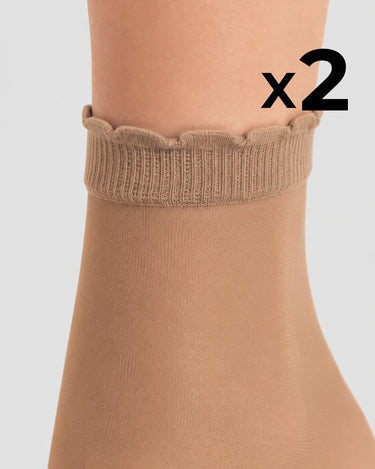 KURZE, DURCHSICHTIGE SOCKEN MIT SPITZENSOCKE x2