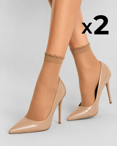 KURZE, DURCHSICHTIGE SOCKEN MIT SPITZENSOCKE x2