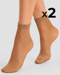 CALCETINES CORTOS TRANSPARENTES PUNTERA DE ENCAJE x2