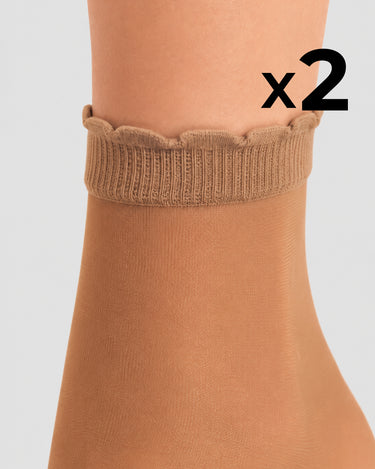 KURZE, DURCHSICHTIGE SOCKEN MIT SPITZENSOCKE x2