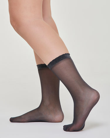 Calzino velato Alina con bordo a cappettine