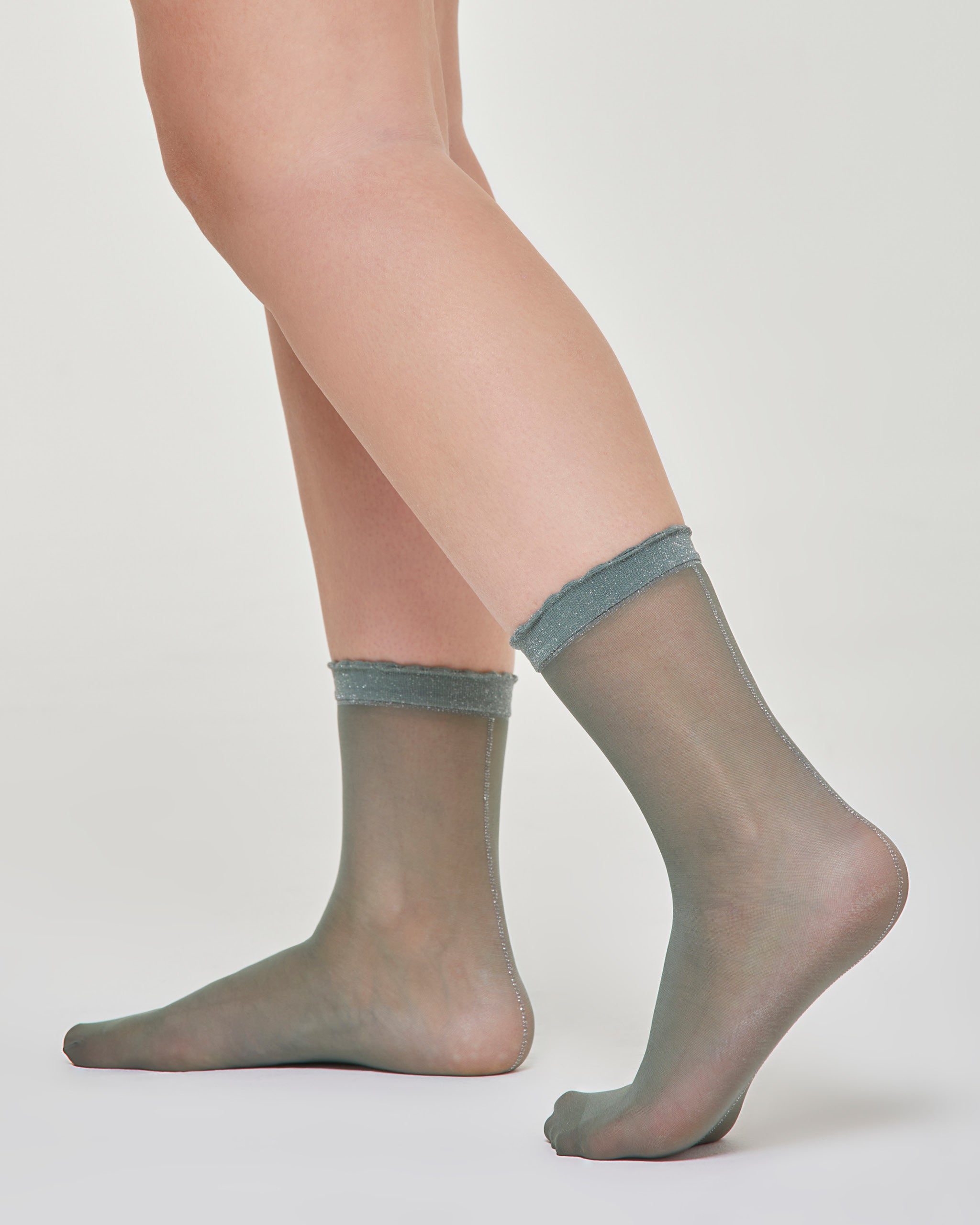 Alina sheer sock with scalloped top