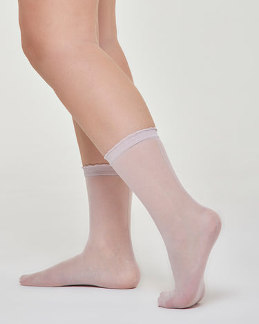Calzino velato Alina con bordo a cappettine