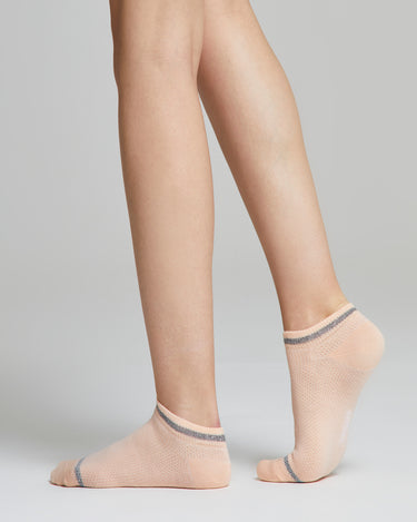 Amber cotton mini socks with lamé stripes