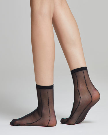 Peony sheer sock with vertical stripes