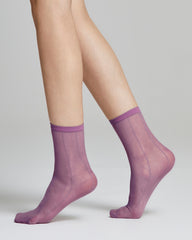Calzino velato Peonia con righe verticali