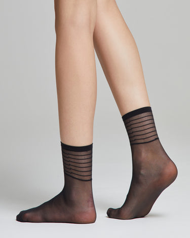 Iris sheer sock with transparent stripes