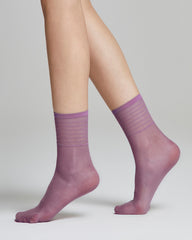 Calzino velato Iris con righe in trasparenza