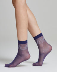 Calzino velato Glicine con righe a contrasto