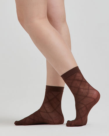Calzino velato Zaffiro con motivo geometrico rombi