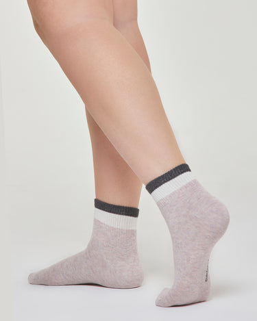 Calza Roma cotone con bordo a righe in contrasto