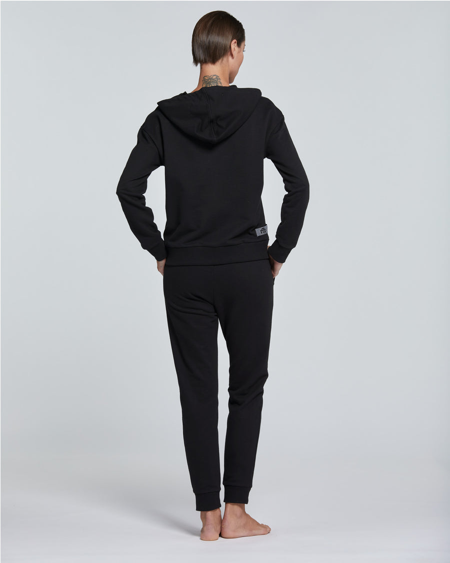 FELPA CON CAPPUCCIO E ZIP DONNA COTONE TINTA UNITA