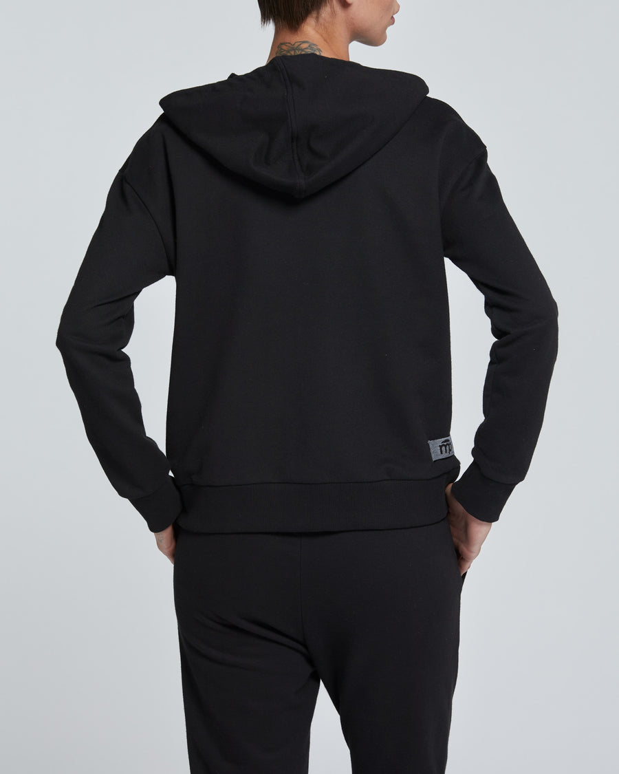 FELPA CON CAPPUCCIO E ZIP DONNA COTONE TINTA UNITA