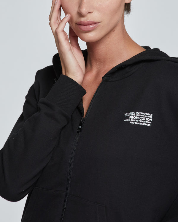 FELPA CON CAPPUCCIO E ZIP DONNA COTONE TINTA UNITA