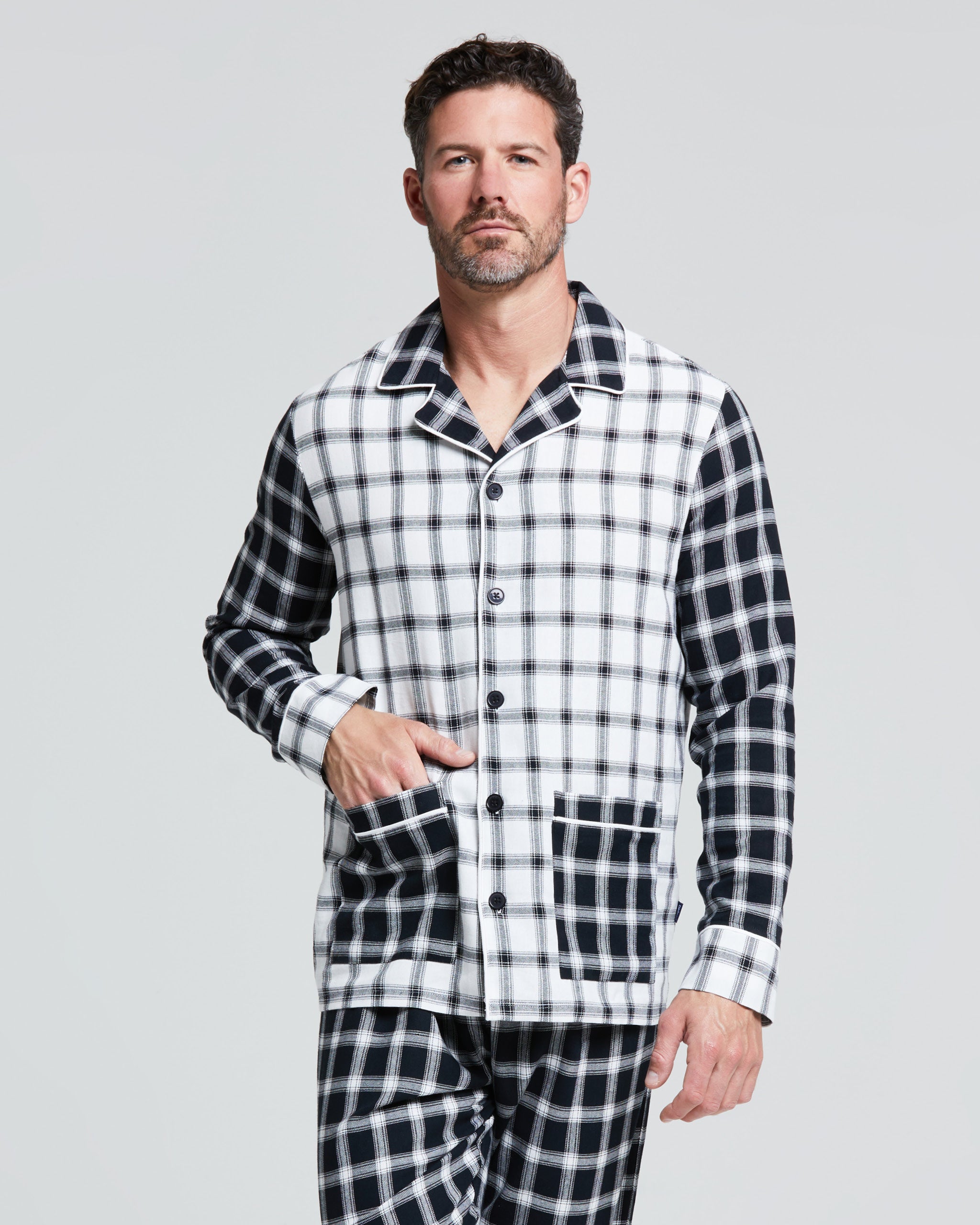 Pigiama lungo in flanella, Temù, carbone Nightwear Uomo – Pompea